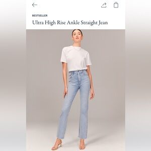 Ankle Straight Ultra High Rise Cream Jeans
